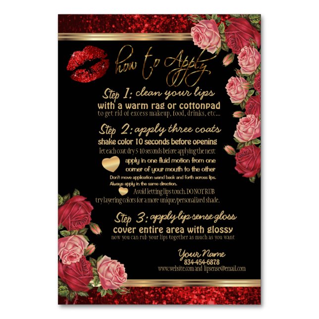 Numéro De Table Parties scintillant Rose rouge - Noir - Instructio (Par défaut)
