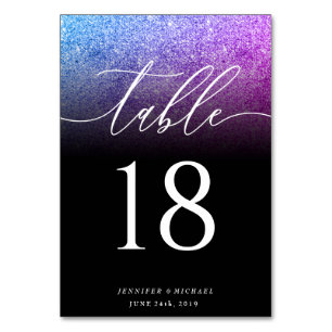 Numéro De Table Parties scintillant Rose Turquoise Siège Simple Si