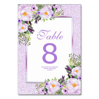 Numéro De Table Parties scintillant tendance Purple Floral Sweet 1