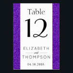 Numéro De Table Parties scintillant violette, Étincelante, Parties<br><div class="desc">Ajoutez une touche personnelle à votre fête mariage avec ces objets de fête élégants et mémorables ! Le design présente une texture de parties scintillant de couleur violet.</div>