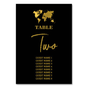 Numéro De Table Passeport de mariage de destination Monde Noir Or