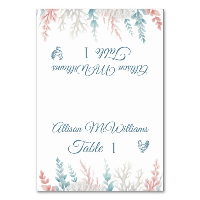 Numéro De Table Pastel Coral Reef-Poultry Icon-Mariage- (Par défaut)