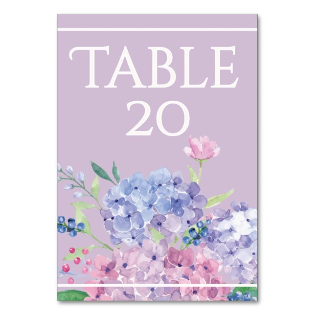 Numéro De Table Pastel Hydrangeas - Table Verte 3,5 po x 5 po (Par défaut)
