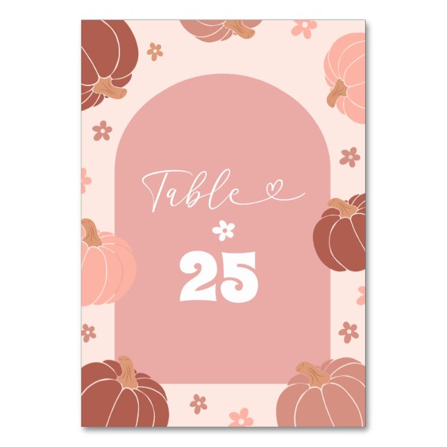 Numéro De Table Pastel Pink Pumpkin First Birthday Table Number (Par défaut)