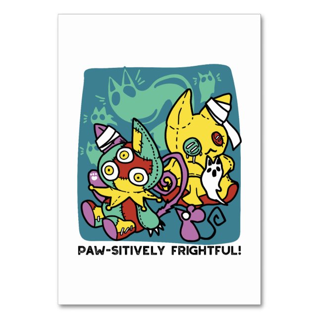 Numéro De Table Paw-sitly Frightful | Halloween de chats monstrueu (Par défaut)