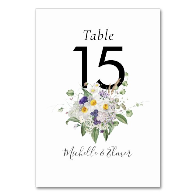 Numéro De Table Pays Fleurs sauvages Vert Posy Mariage (Par défaut)