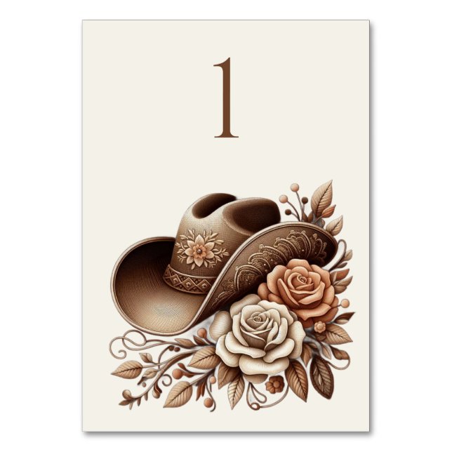 Numéro De Table Pays Western Cowgirl Casquette avec fleurs (Par défaut)