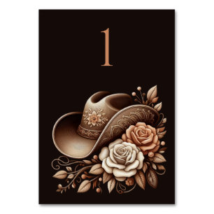 Numéro De Table Pays Western Cowgirl Casquette avec fleurs