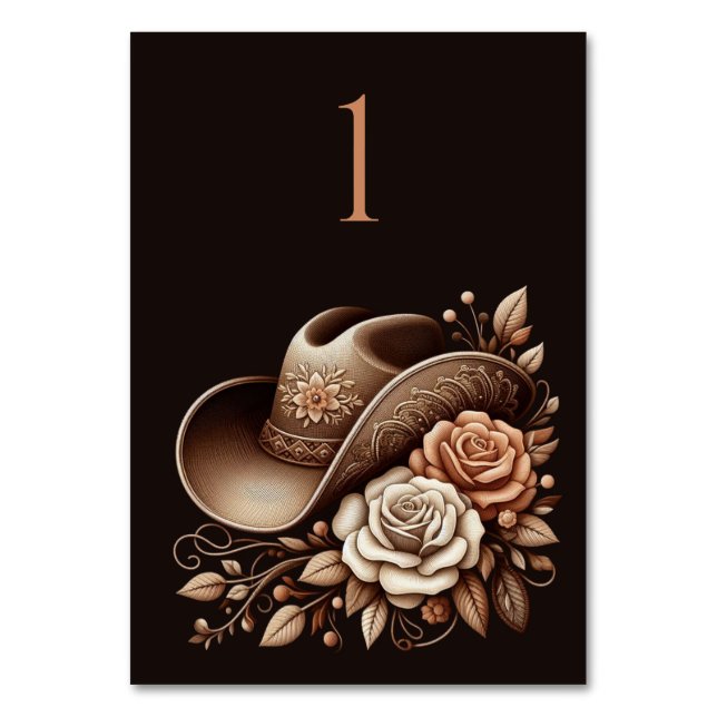Numéro De Table Pays Western Cowgirl Casquette avec fleurs (Par défaut)