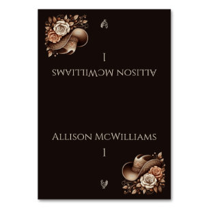 Numéro De Table Pays Western Cowgirl Casquette avec fleurs Volaill