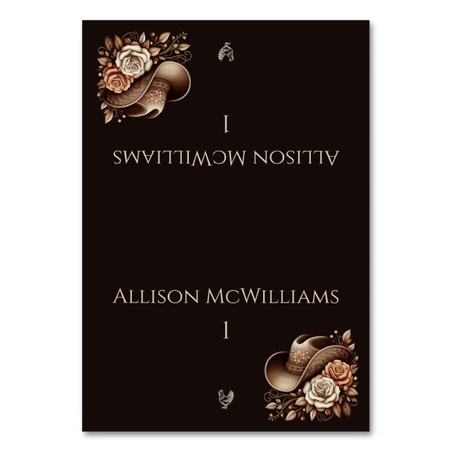 Numéro De Table Pays Western Cowgirl Casquette avec fleurs Volaill (Par défaut)