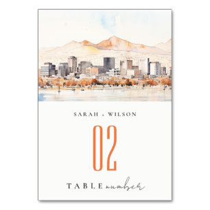 Numéro De Table Paysage aquarelle de mariage à Salt Lake City, Uta