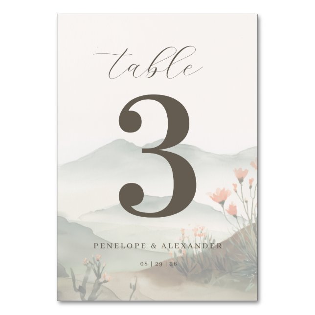 Numéro De Table Paysage aquarelle serein marron (Par défaut)