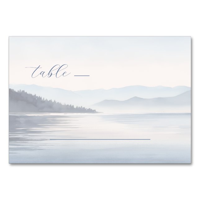 Numéro De Table Paysage calmes à l'aquarelle bleue (Devant)