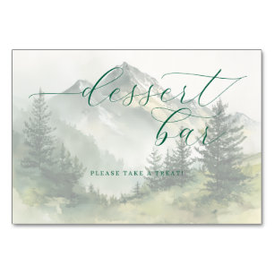 Numéro De Table Paysage de montagne à l'aquarelle sarcelle Tranqui