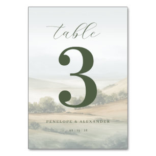 Numéro de table paysage olivier serein