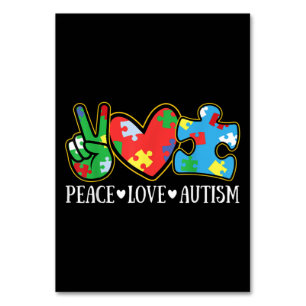 Numéro De Table Peace Love Autism Puzzle Sensibilisation sur l'aut