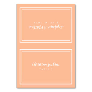 Numéro De Table Peach Elegant Wedding Custom Chic Guest Place Card