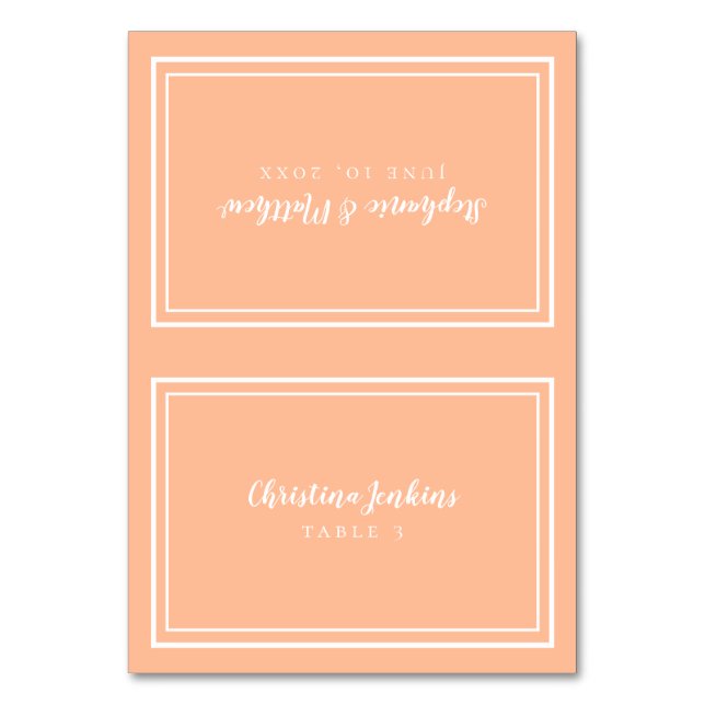 Numéro De Table Peach Elegant Wedding Custom Chic Guest Place Card (Par défaut)