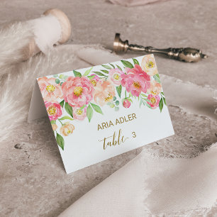 Numéro De Table Peach et rose Peony Mariage Escort Placer les cart