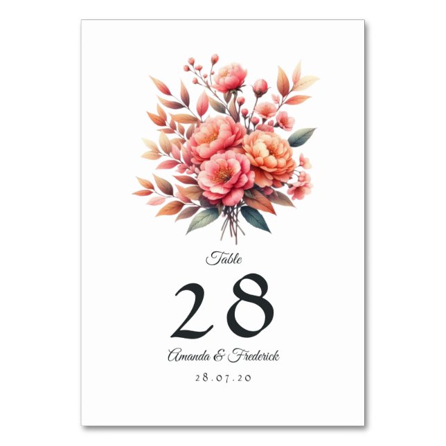 Numéro De Table Peach Fuzz Floral Mariage (Par défaut)