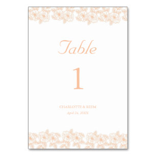 Numéro De Table Peach Fuzz minimaliste Motif tendance