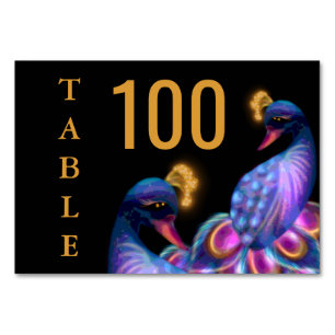 Numéro De Table Peacock Jewel Tones Mariage Floral Moody violet