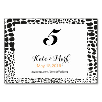 Numéro De Table Peau d'animal en noir et blanc