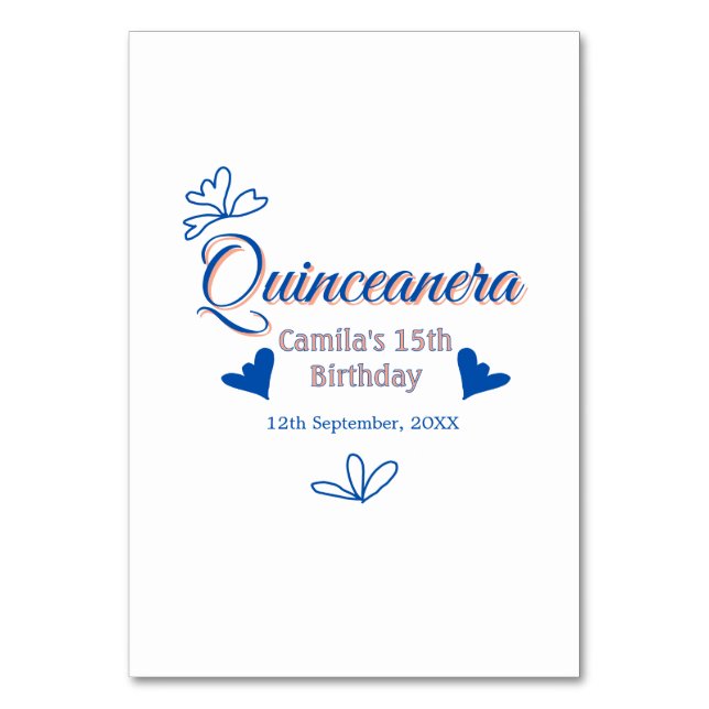 Numéro De Table Pêche bleu quinceanera 15e anniversaire rustique m (Par défaut)