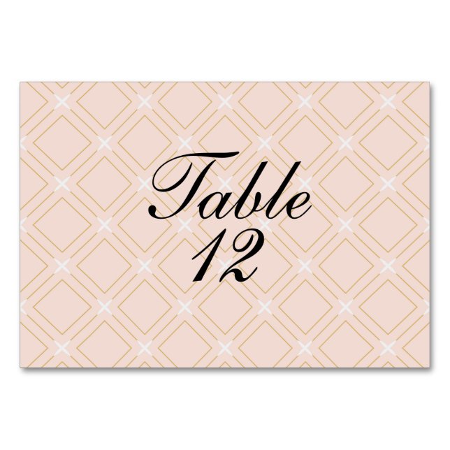 Numéro De Table Pêche pastel et géométrique doré (Devant)