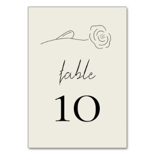 Numéro De Table Peignoir clair minimaliste Flower Line Art Mariage