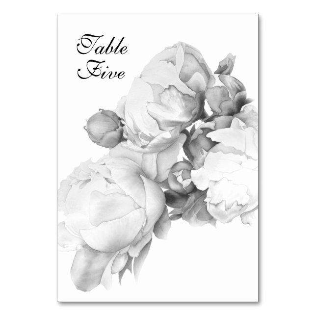 Numéro De Table Peine blanche noire élégante aquarelle florale art (Par défaut)