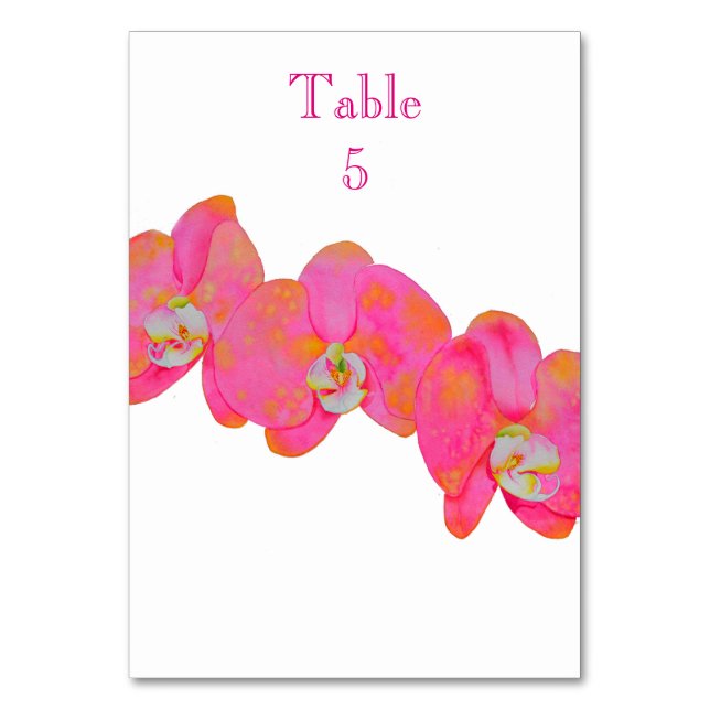 Numéro De Table Peinture d'orchidée à l'aquarelle rose élégante (Par défaut)