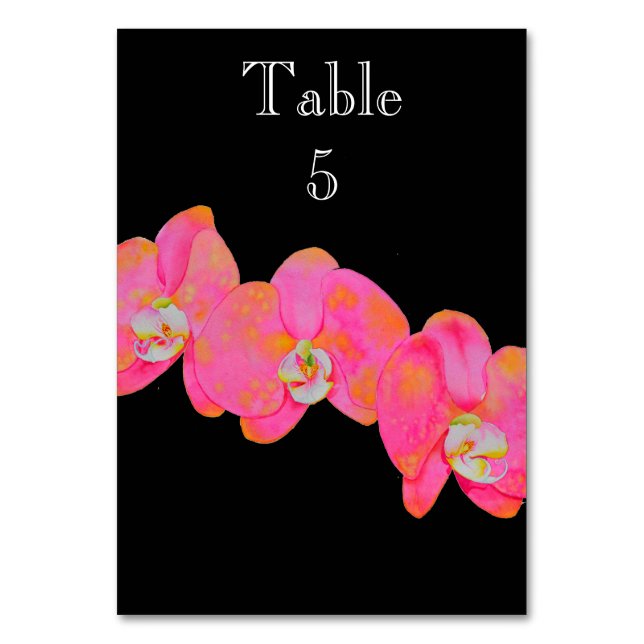 Numéro De Table Peinture d'orchidée à l'aquarelle rose élégante (Par défaut)