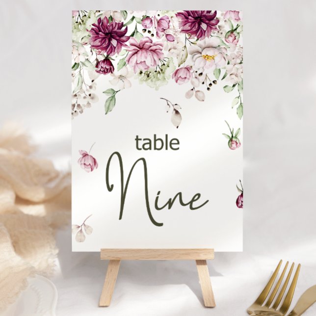 Numéro De Table Peonies Bourgogne rose Mariage Floral Numéro de ta (Créateur téléchargé)