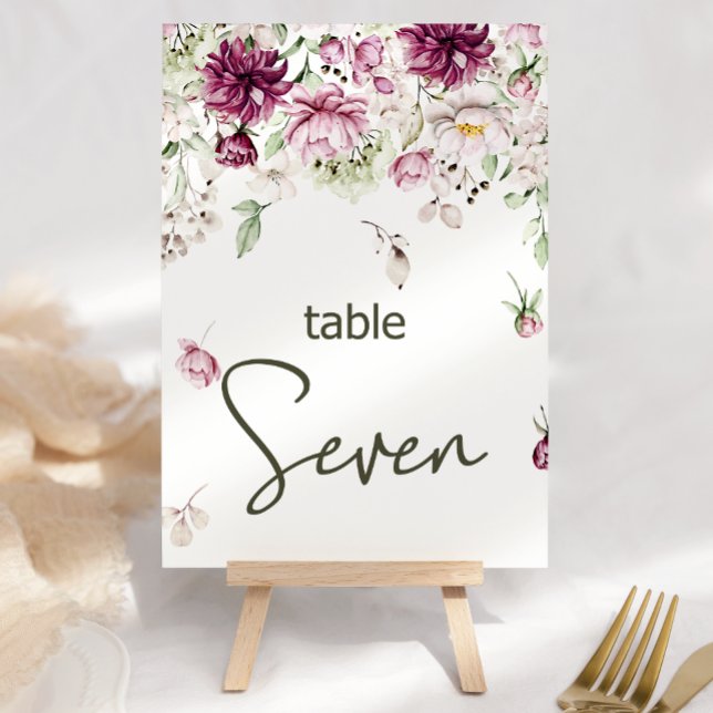 Numéro De Table Peonies Bourgogne rose Mariage Floral Numéro de ta (Créateur téléchargé)