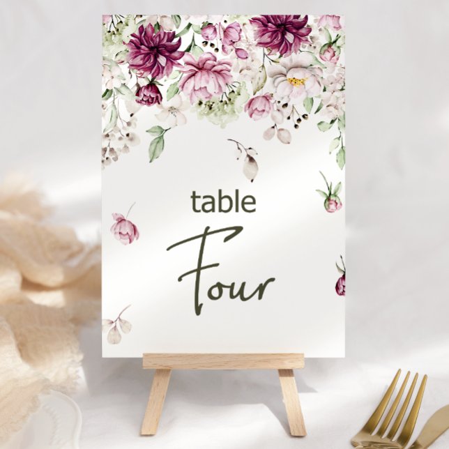 Numéro De Table Peonies Bourgogne rose Mariage Floral Numéro de ta (Créateur téléchargé)