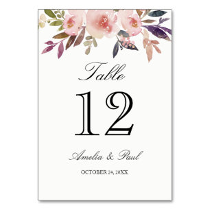 Numéro De Table Peonies rose Aquarelle Mariage Numéro de tableau C