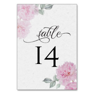 Numéro De Table Peonies roses romantiques Papier de riz BarefootBr