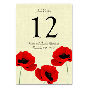 Numéro De Table Pépites d'aquarelle rouge Collection de Mariages f