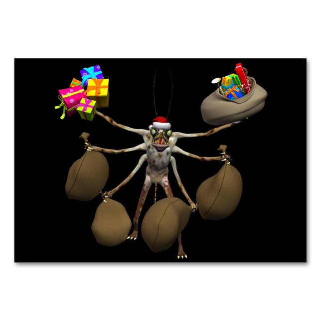 Numéro De Table Père Noël Étrange Creeper Avec Pleins Mains (Devant)