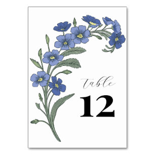 Numéro De Table Périwinkle bleu Floral Mariage moderne