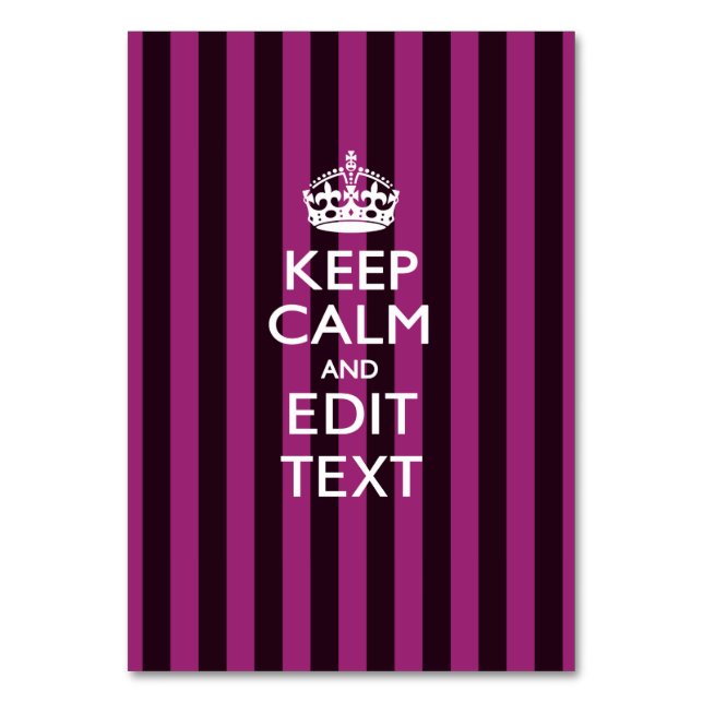 Numéro De Table Personalisé KEEP CALM Votre Texte Fuchsia Rayures (Par défaut)