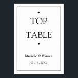 Numéro De Table Personalized Black & White TOP<br><div class="desc">Personalized Minimalist Black & White TOP Table Card</div>