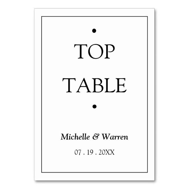 Numéro De Table Personalized Black & White TOP (Par défaut)