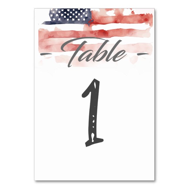 Numéro De Table Personnalisable Patriotique, Aquarelle (Par défaut)