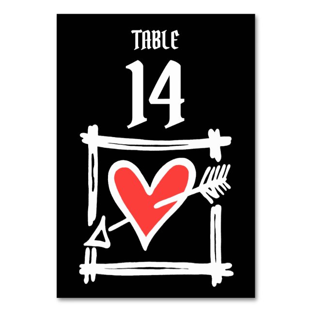 Numéro de table personnalisé mariage amour cœur no (Par défaut)