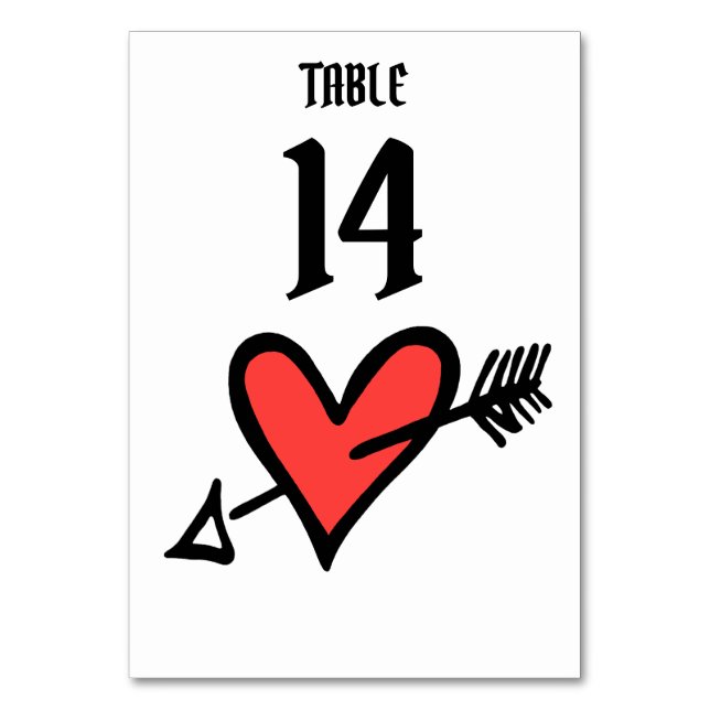 Numéro De Table Personnalisé Mariage Amour Coeur Noir & Rouge Numé (Par défaut)