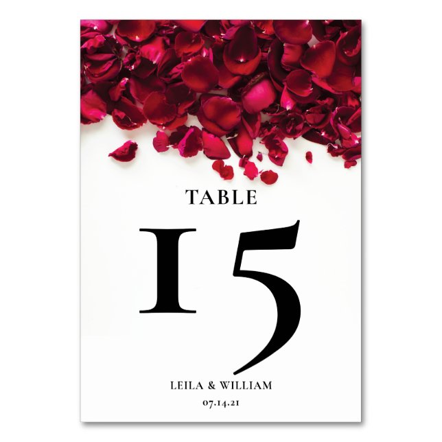 Numéro De Table Pétales rouges rose Mariage (Par défaut)