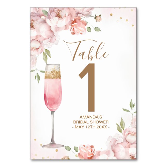 Numéro De Table Petit déjeuner et Bubbly Rose Fleurs pour une Mari (Par défaut)